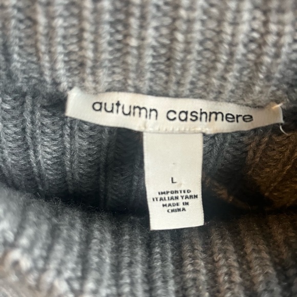 Autumn Cashmere Gray Crew Neck Sweater with cute‎ ruffle sleeves - Picture 3 of 9